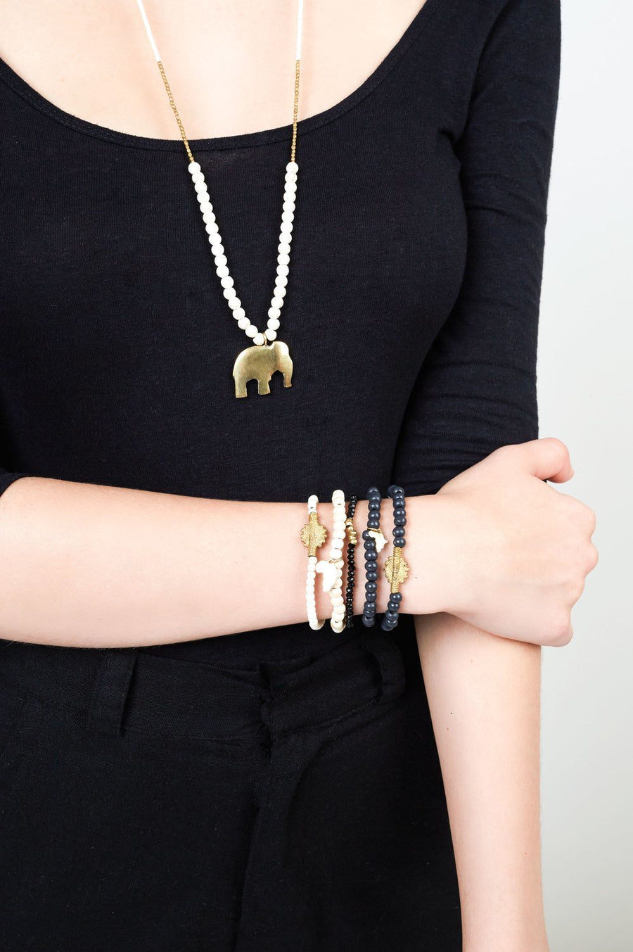 Swahili Elephant Necklace Ivory