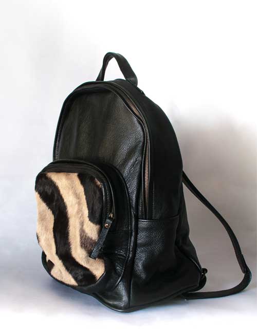 Zebra Leather Backpack - Medium