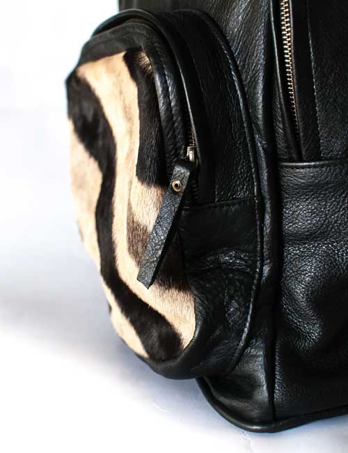 Zebra Leather Backpack - Medium