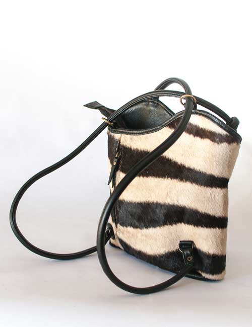 Zebra Leather Handbag & Backpack