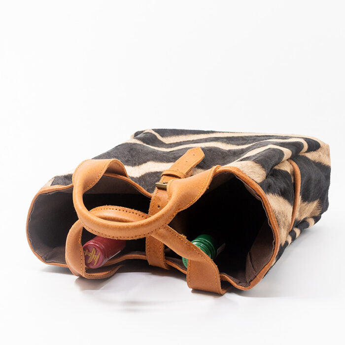 Zebra Leather Wine Bag