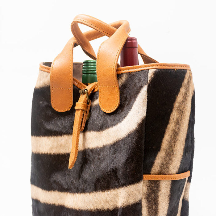 Zebra Leather Wine Bag