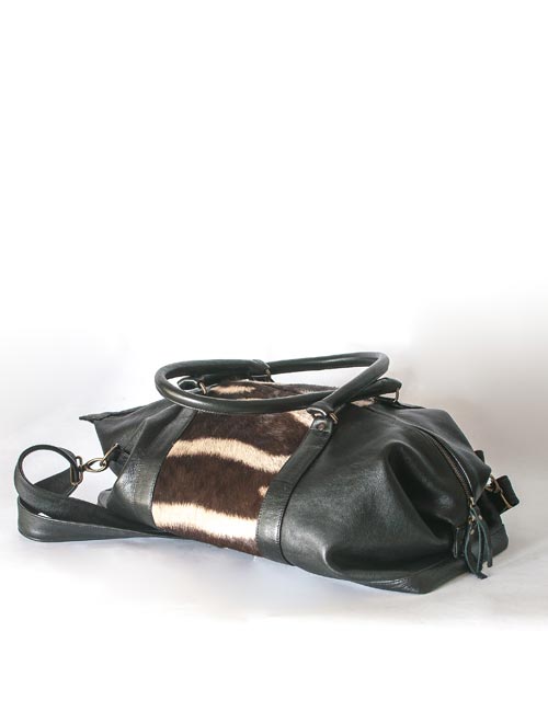 Zebra Leather Overnight Bag