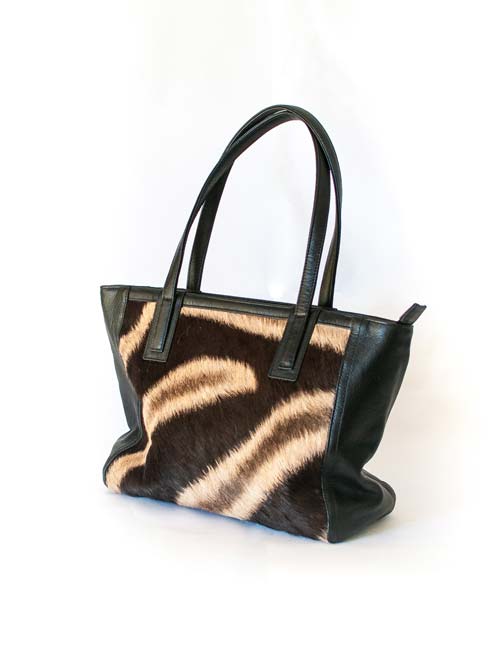 Zebra Leather Tote Bag